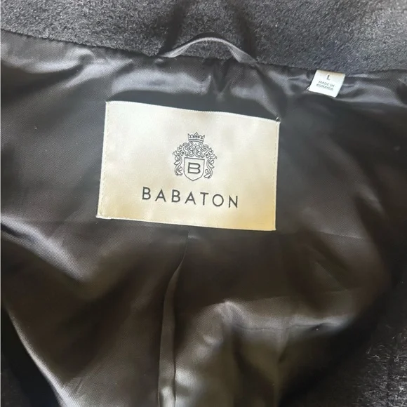 NWT Babaton Correa Funnel-Neck Wool Coat Black Size Large - Picture 13 of 13